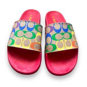 Coach Pride Collection Udele Sport Slide in Rainbow Signature Canvas - US Size 8